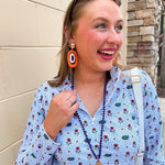 Orange Rattan Oval Drop Hoops - The Pink Pineapple 850