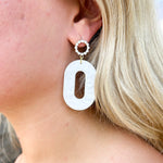 Oval Wedding White Pearl Dangle Earrings - The Pink Pineapple 850