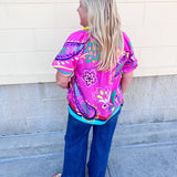 Parade of Petals Bubble Sleeve Blouse - The Pink Pineapple 850