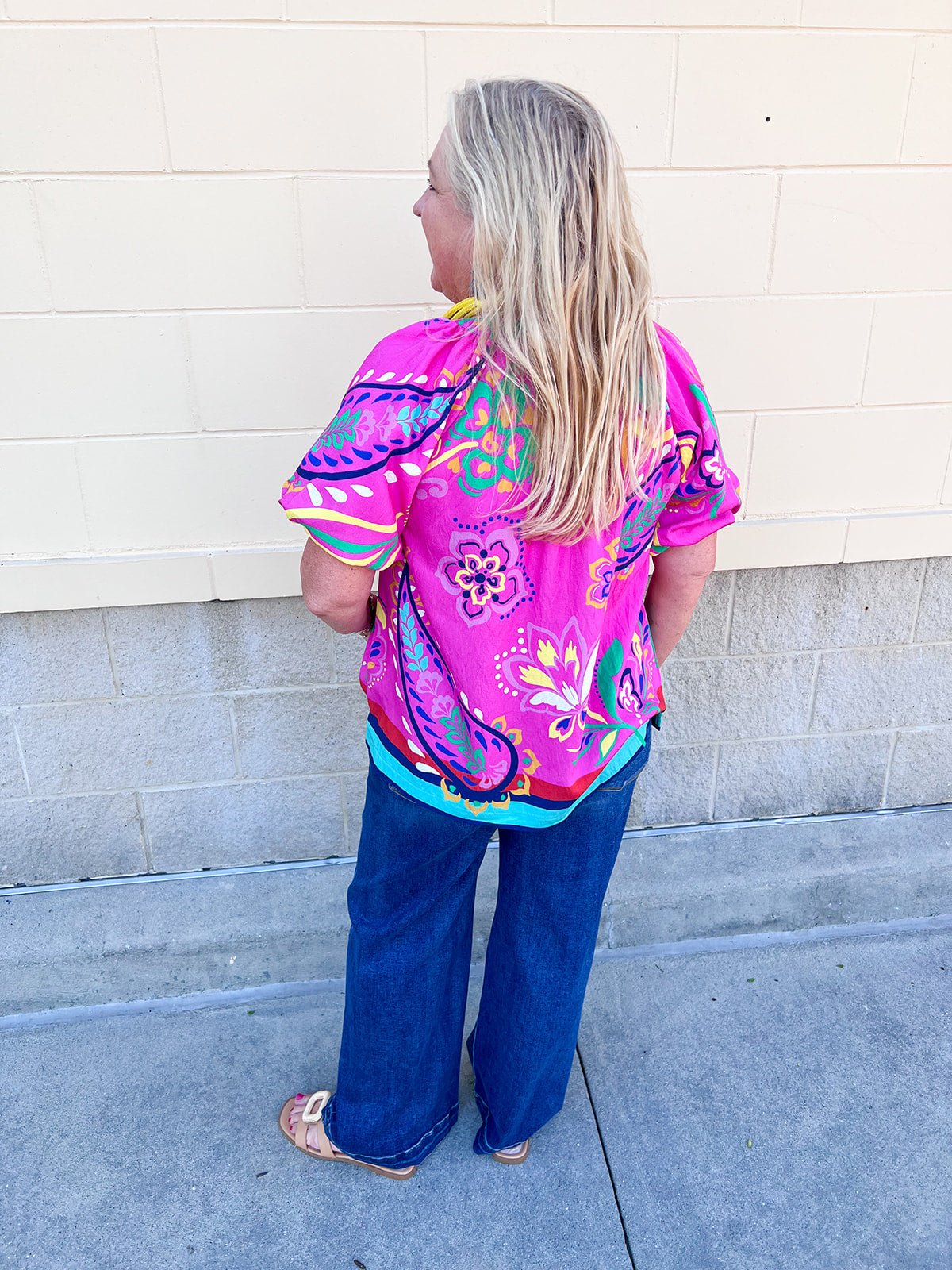 Parade of Petals Bubble Sleeve Blouse - The Pink Pineapple 850