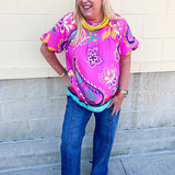 Parade of Petals Bubble Sleeve Blouse - The Pink Pineapple 850
