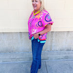 Parade of Petals Bubble Sleeve Blouse - The Pink Pineapple 850