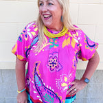 Parade of Petals Bubble Sleeve Blouse - The Pink Pineapple 850