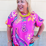 Parade of Petals Bubble Sleeve Blouse - The Pink Pineapple 850
