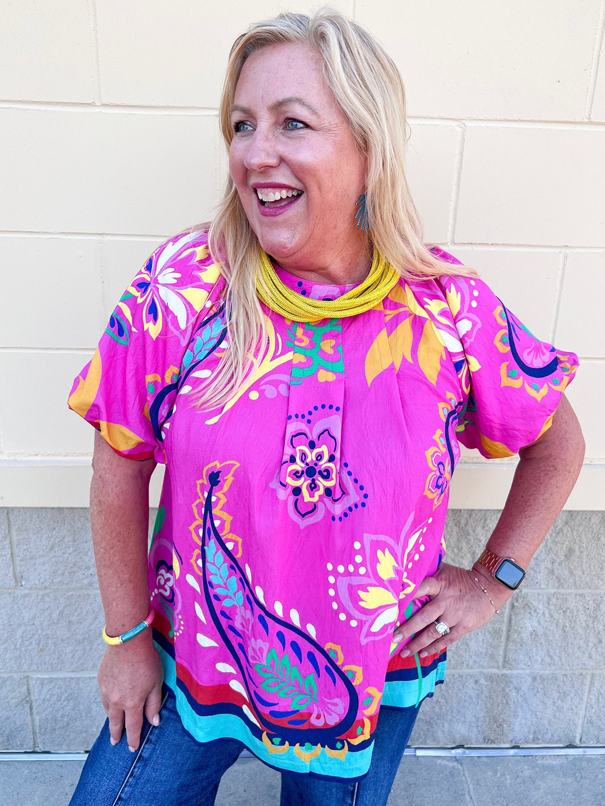 Parade of Petals Bubble Sleeve Blouse - The Pink Pineapple 850