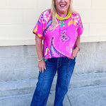 Parade of Petals Bubble Sleeve Blouse - The Pink Pineapple 850