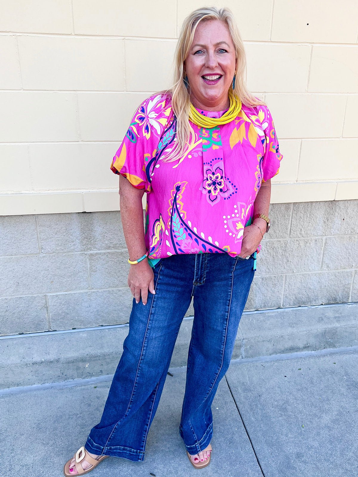 Parade of Petals Bubble Sleeve Blouse - The Pink Pineapple 850