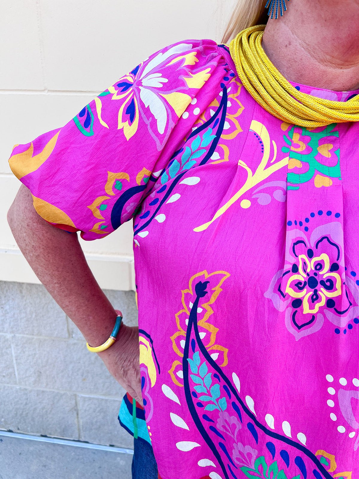 Parade of Petals Bubble Sleeve Blouse - The Pink Pineapple 850