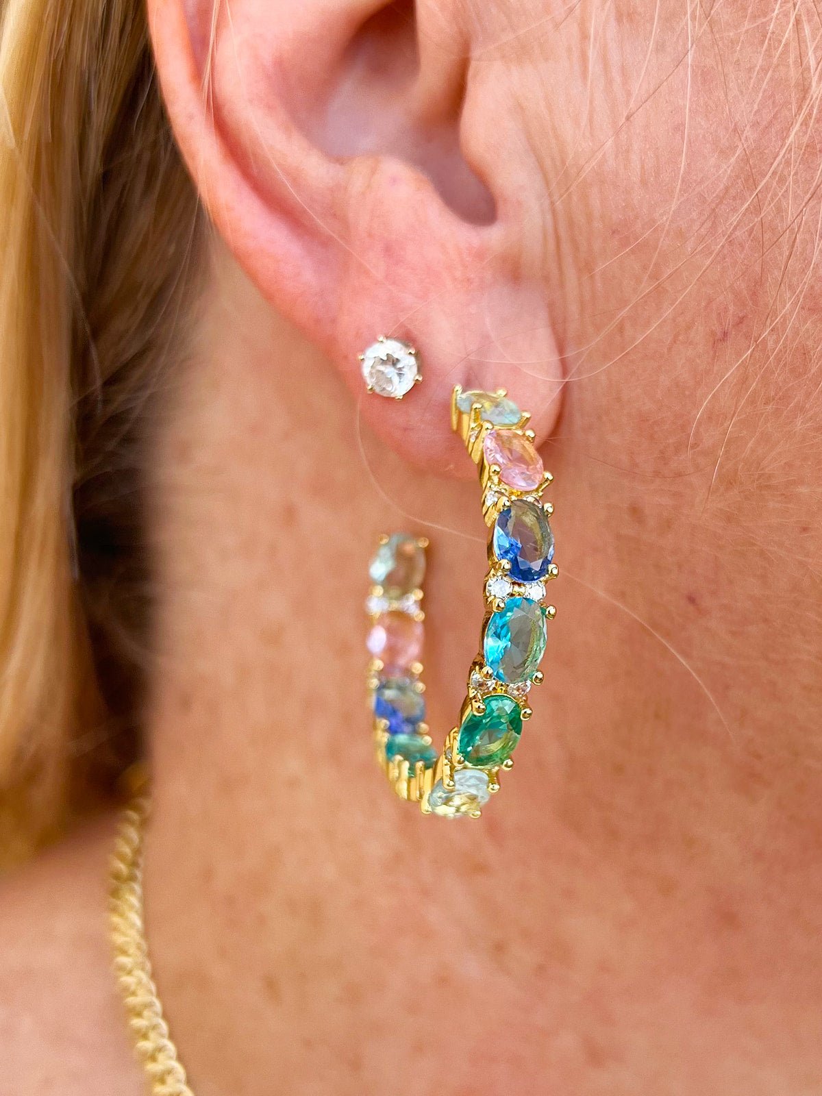 Pastel Dreams Gold Hoops - The Pink Pineapple 850