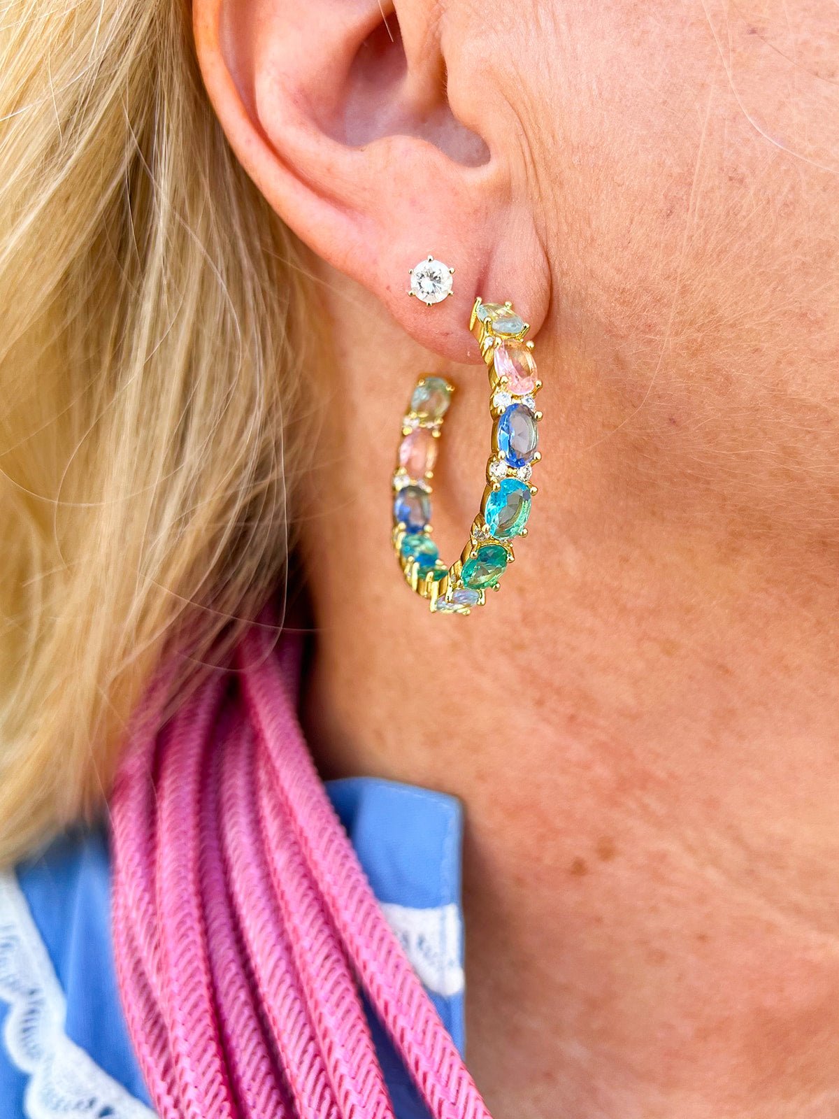 Pastel Dreams Gold Hoops - The Pink Pineapple 850