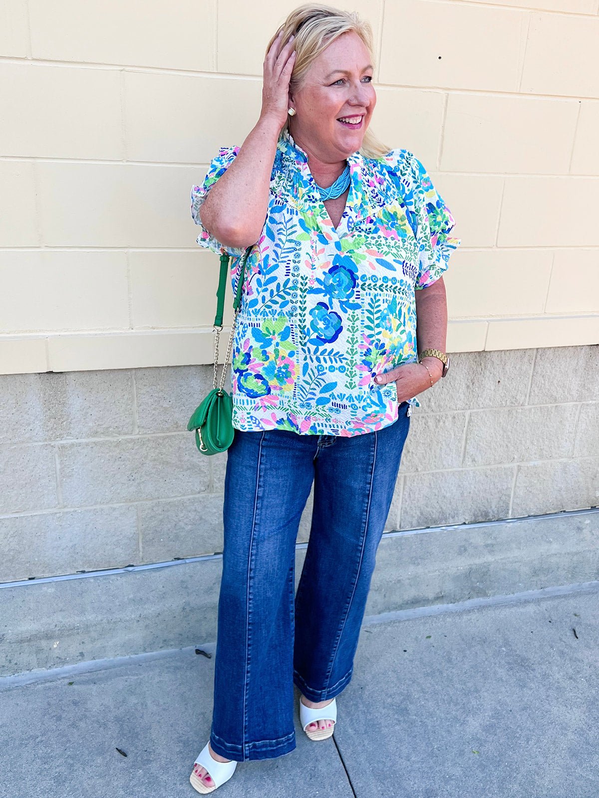 Pastel Garden Smocked Blouse - The Pink Pineapple 850