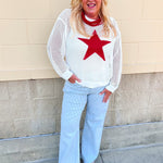 Patriot Drift Open-Stitch Star Sweater Top - The Pink Pineapple 850
