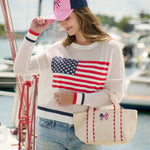 Patriotic Scallop Bow Canvas Mini Tote - The Pink Pineapple 850