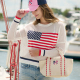 Patriotic Scallop Bow Canvas Mini Tote - The Pink Pineapple 850