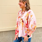 Peach Blossom Babydoll Tie Top - The Pink Pineapple 850