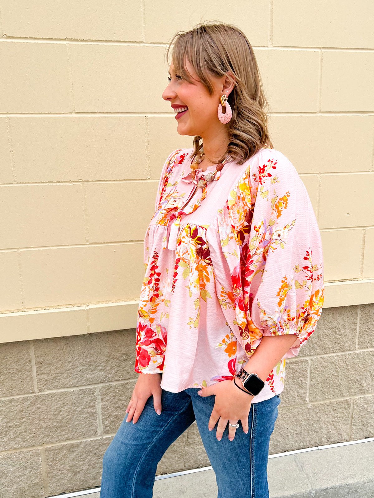 Peach Blossom Babydoll Tie Top - The Pink Pineapple 850