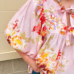 Peach Blossom Babydoll Tie Top - The Pink Pineapple 850