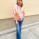 Peach Blossom Babydoll Tie Top - The Pink Pineapple 850