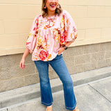 Peach Blossom Babydoll Tie Top - The Pink Pineapple 850