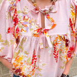 Peach Blossom Babydoll Tie Top - The Pink Pineapple 850