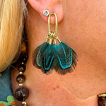 Peacock Feather Statement Earrings - The Pink Pineapple 850