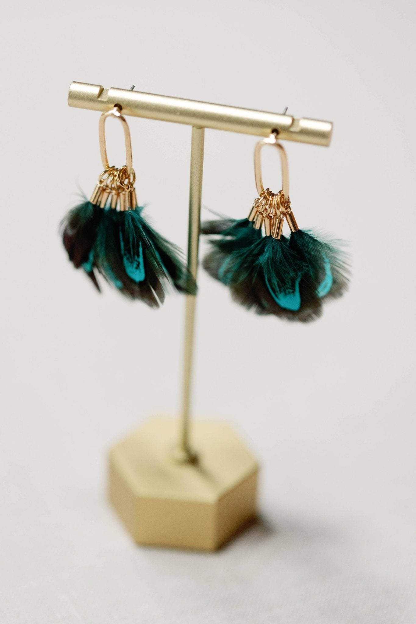 Peacock Feather Statement Earrings - The Pink Pineapple 850