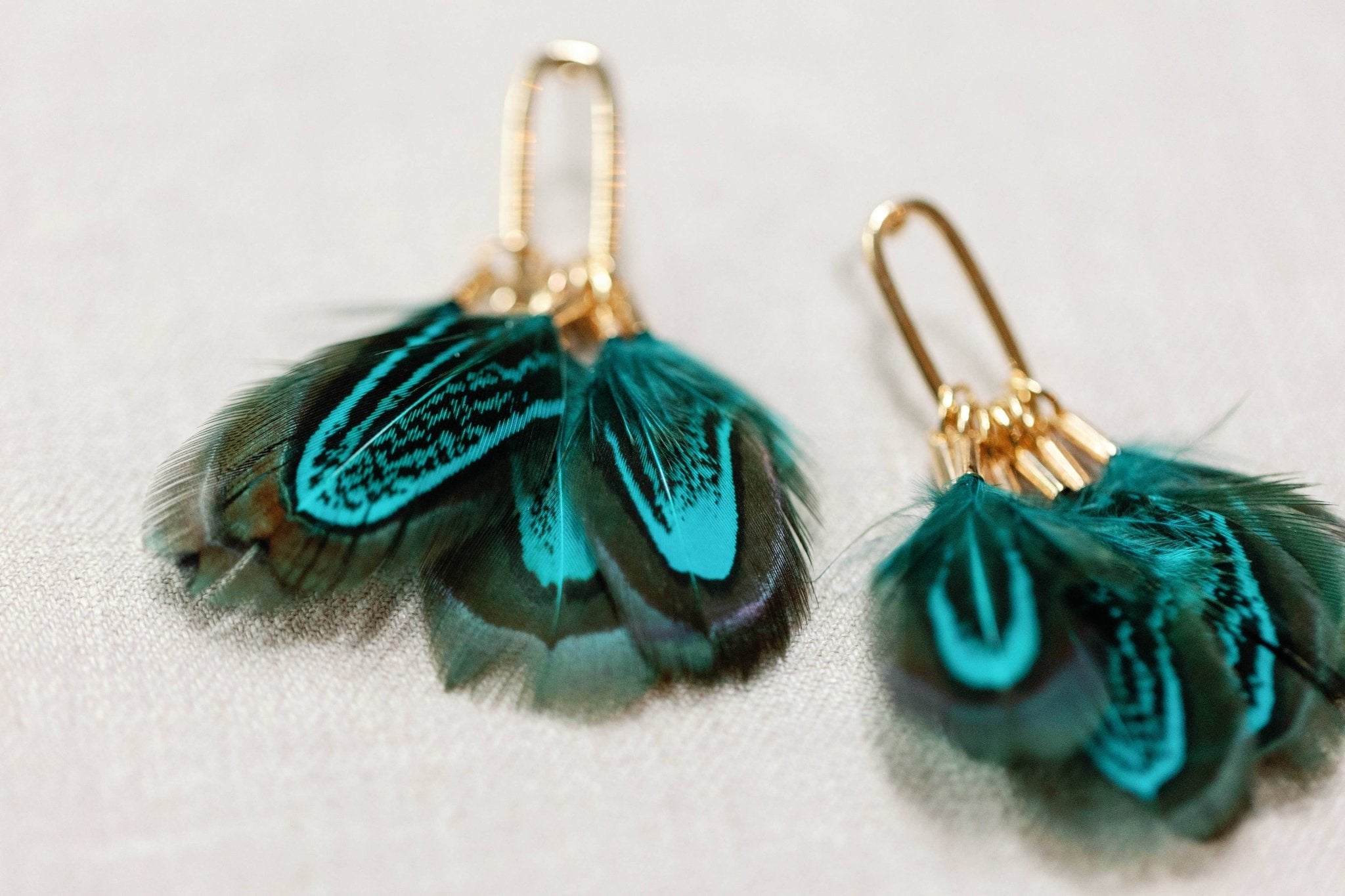 Peacock Feather Statement Earrings - The Pink Pineapple 850