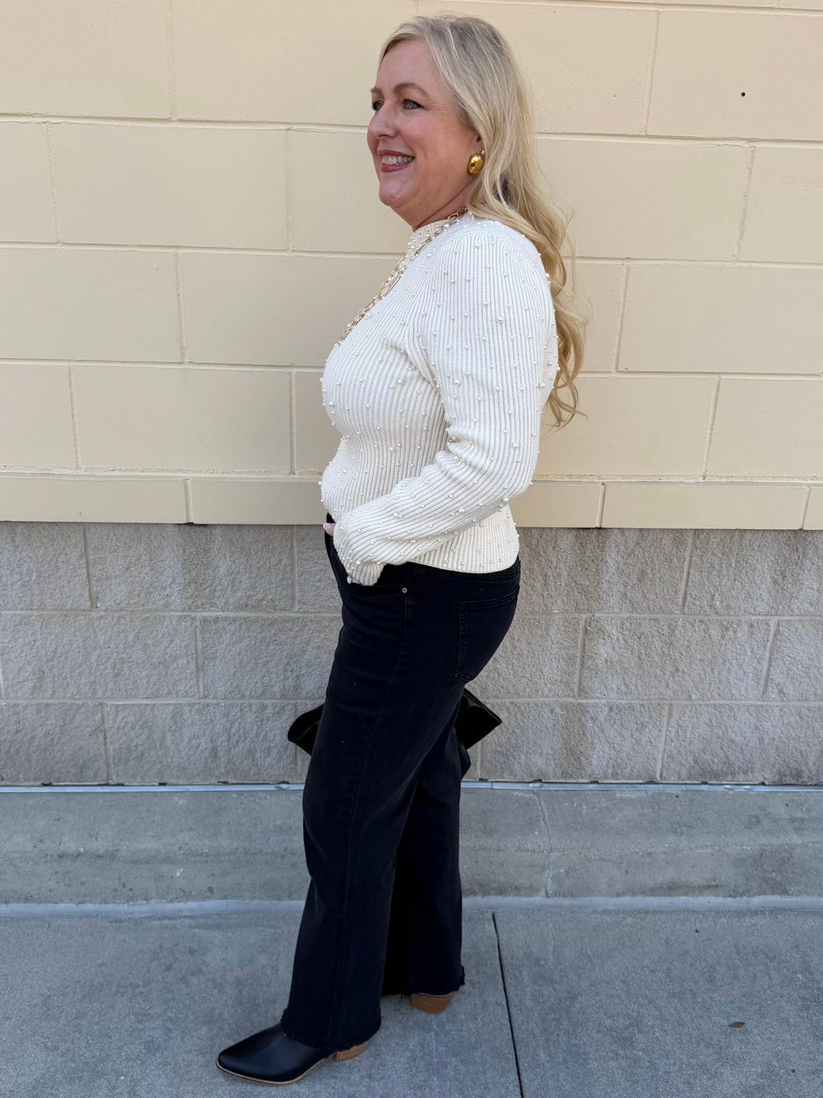 Pearl Grace Ribbed Knit Top - The Pink Pineapple 850