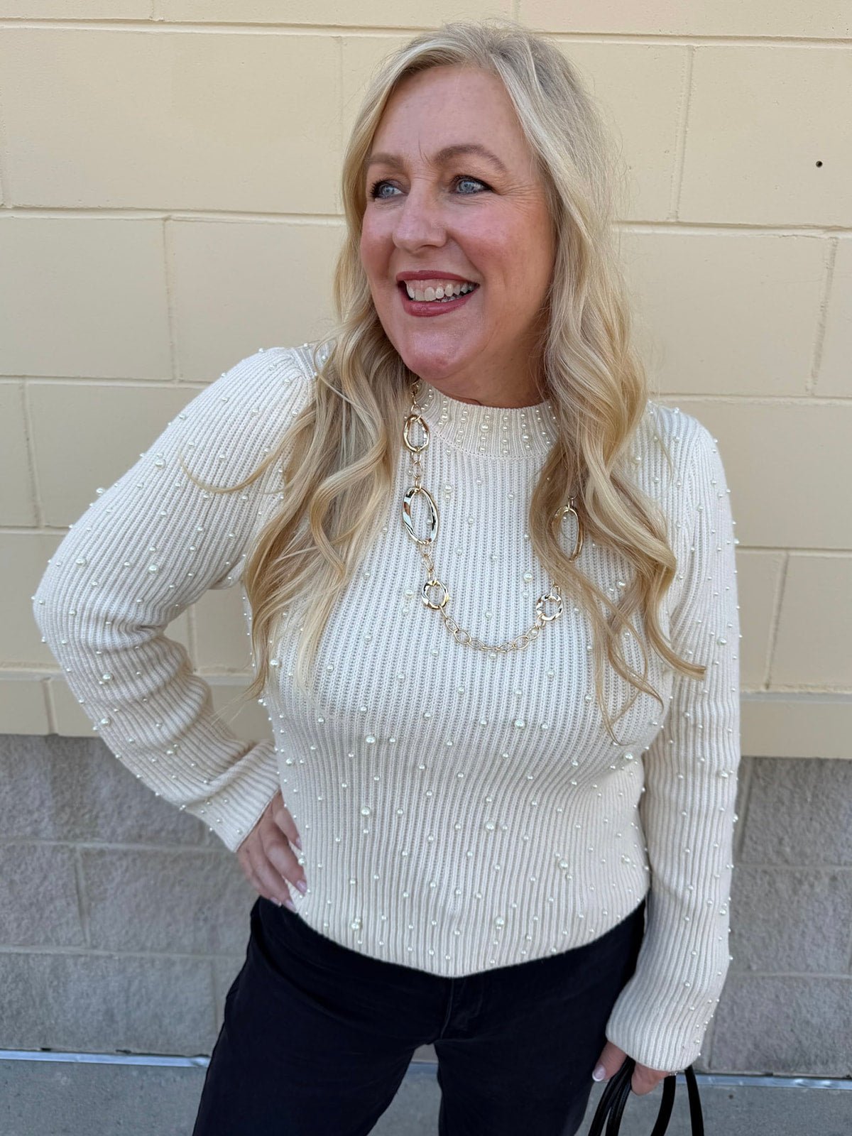 Pearl Grace Ribbed Knit Top - The Pink Pineapple 850