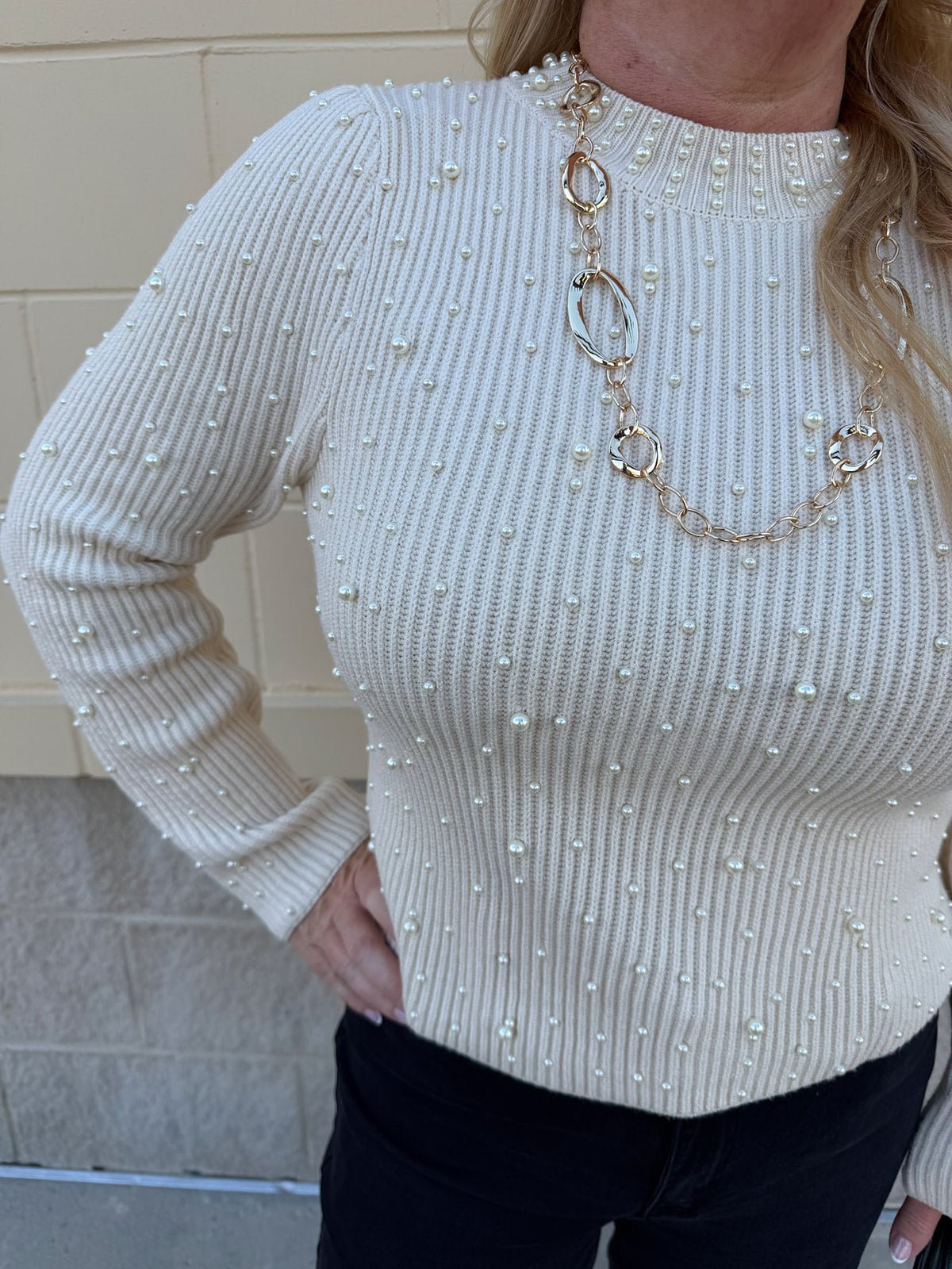 Pearl Grace Ribbed Knit Top - The Pink Pineapple 850