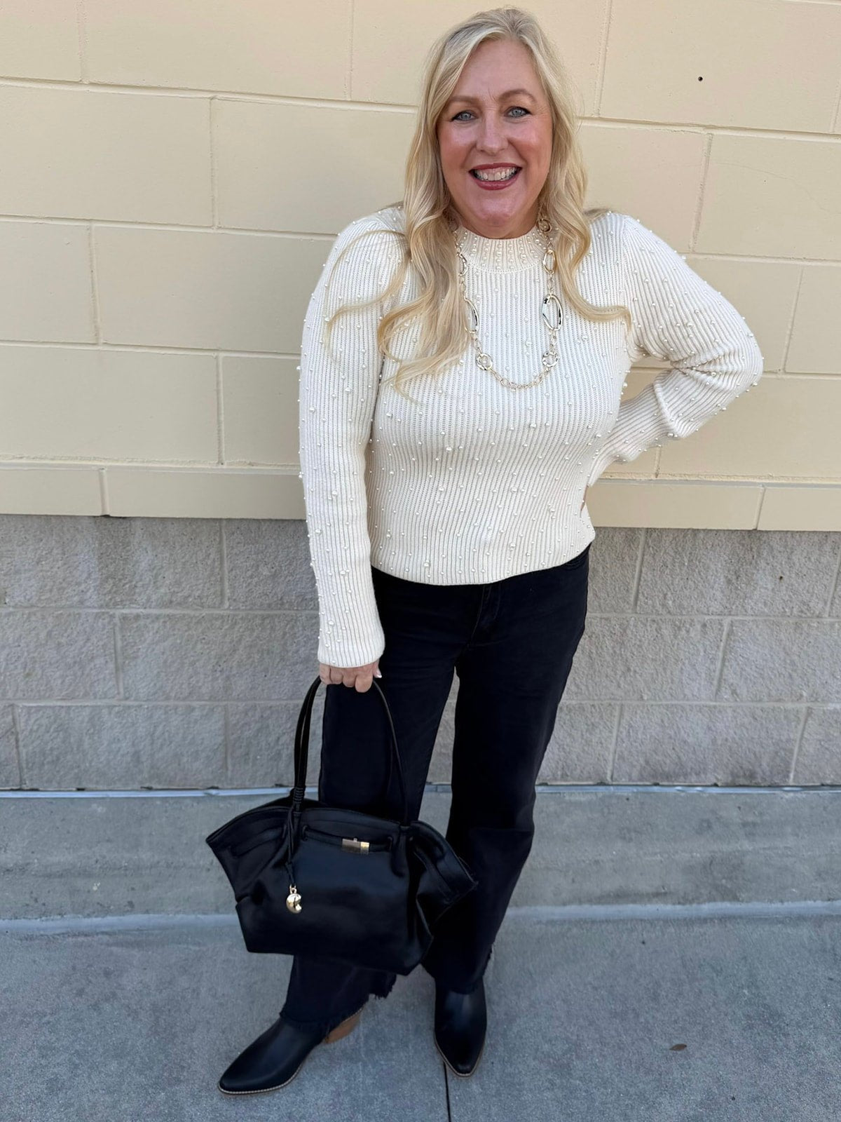 Pearl Grace Ribbed Knit Top - The Pink Pineapple 850