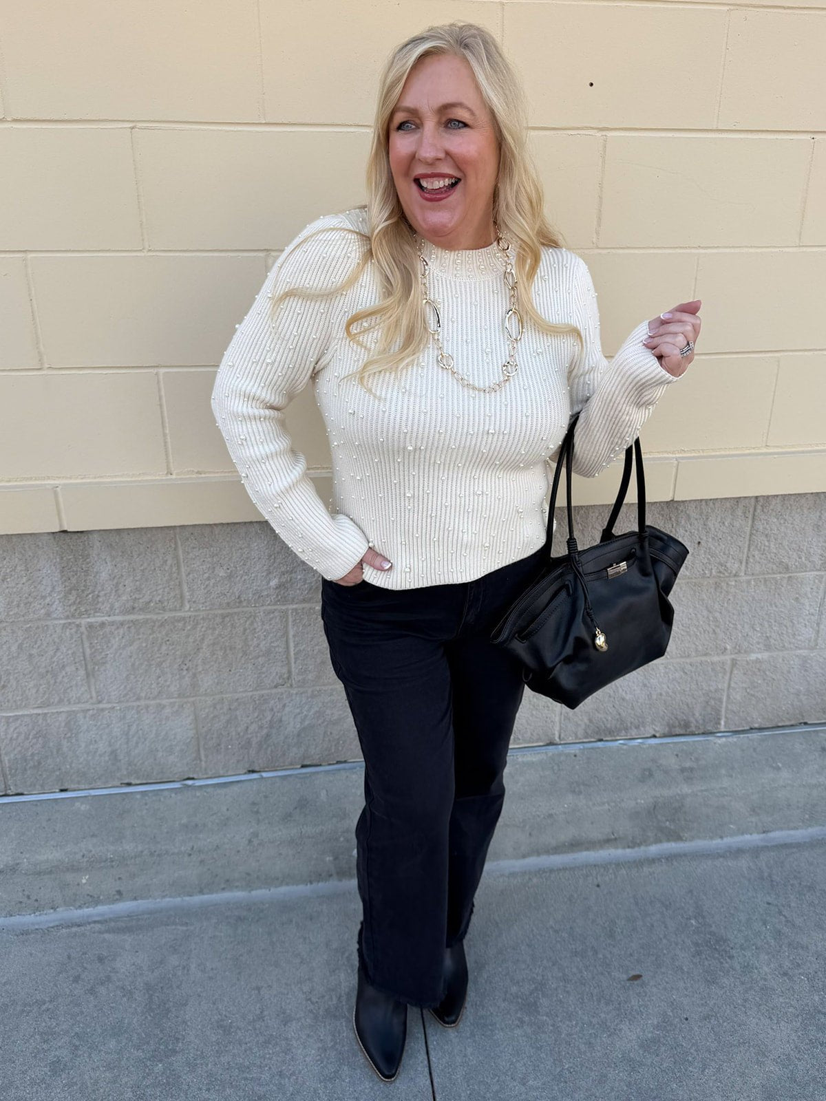 Pearl Grace Ribbed Knit Top - The Pink Pineapple 850