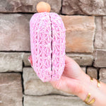 Peony Woven Bamboo Frame Mini Bag - The Pink Pineapple 850