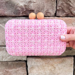 Peony Woven Bamboo Frame Mini Bag - The Pink Pineapple 850
