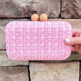 Peony Woven Bamboo Frame Mini Bag - The Pink Pineapple 850