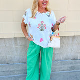 Petal Edge Frayed Sleeve Blouse - The Pink Pineapple 850