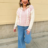 Petal Glow Zip - Up Sweater - The Pink Pineapple 850