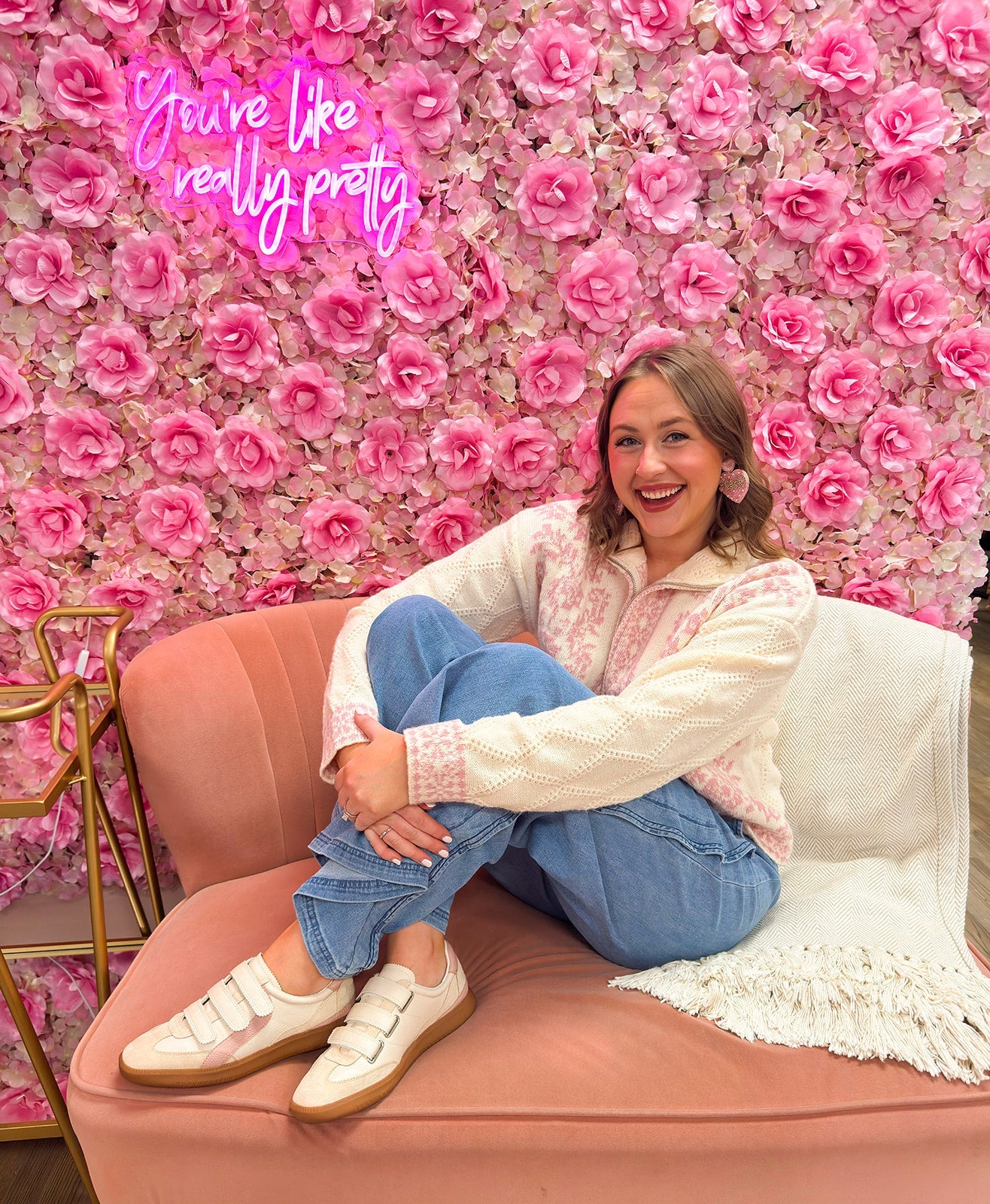 Petal Glow Zip - Up Sweater - The Pink Pineapple 850