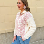 Petal Glow Zip - Up Sweater - The Pink Pineapple 850