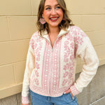 Petal Glow Zip - Up Sweater - The Pink Pineapple 850