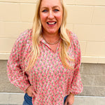 Petal Picnic Tie - Neck Top - The Pink Pineapple 850