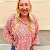 Petal Picnic Tie - Neck Top - The Pink Pineapple 850