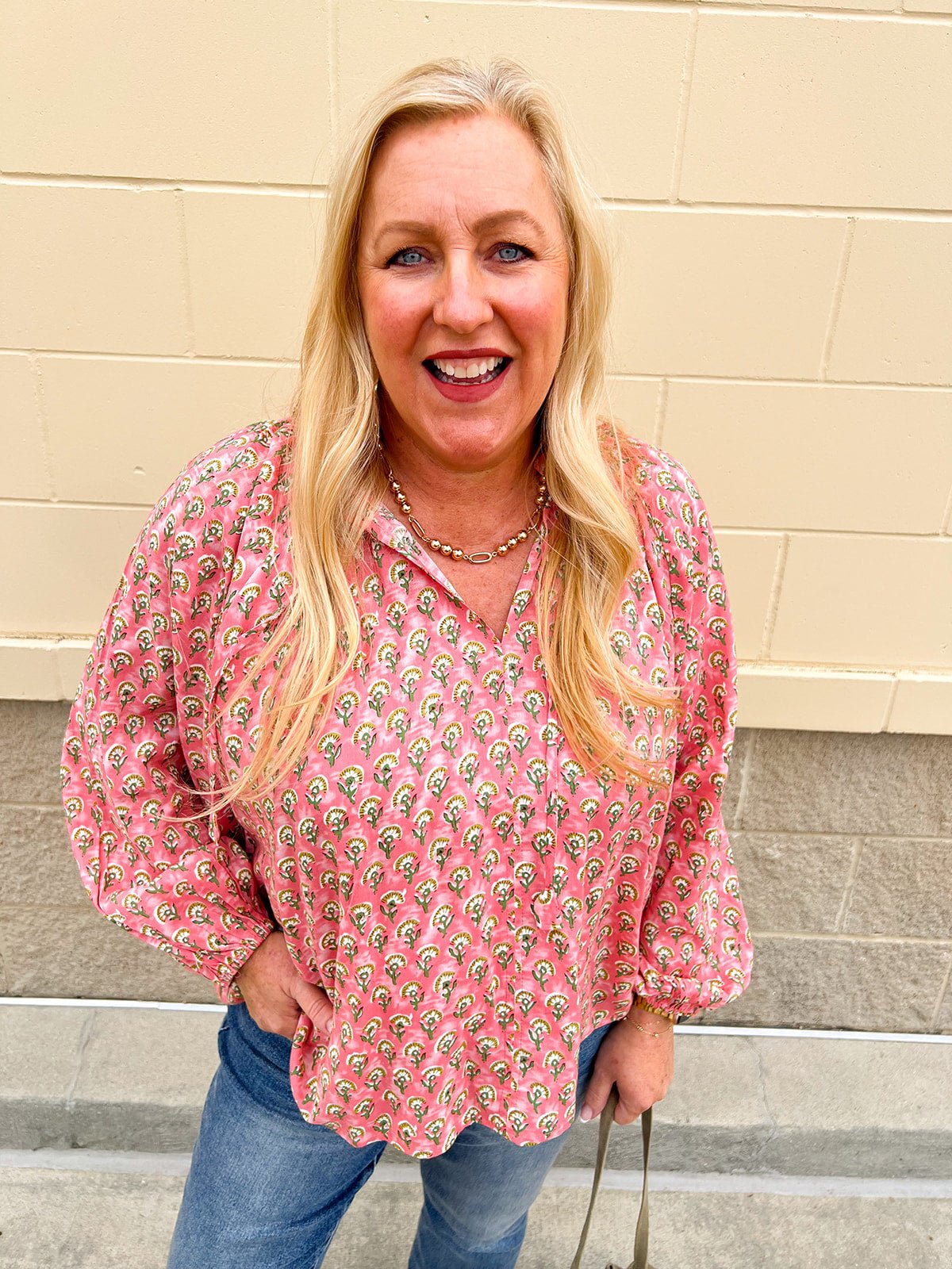 Petal Picnic Tie - Neck Top - The Pink Pineapple 850