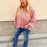 Petal Picnic Tie - Neck Top - The Pink Pineapple 850