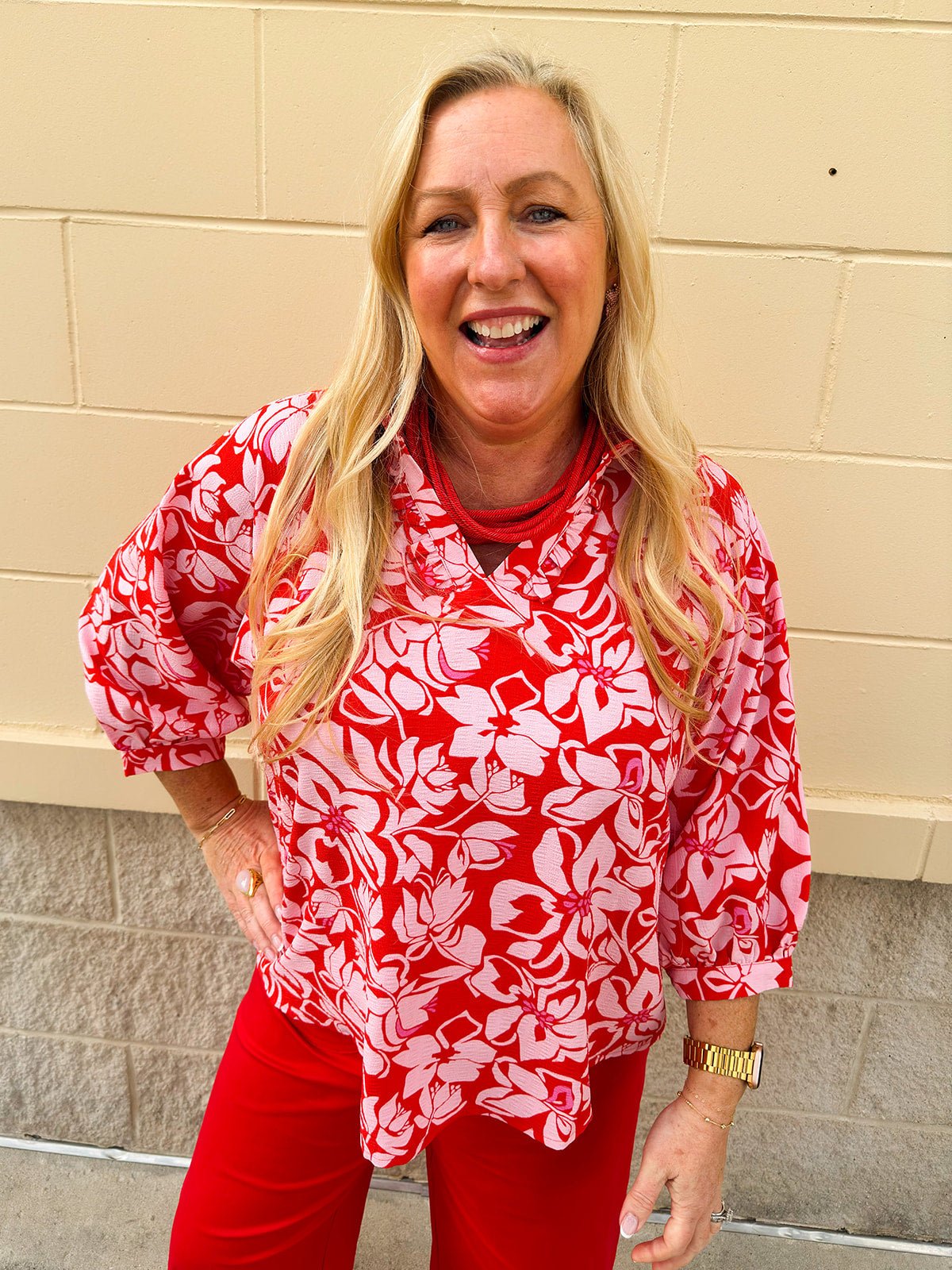 Petal Play Floral Textured Top - The Pink Pineapple 850