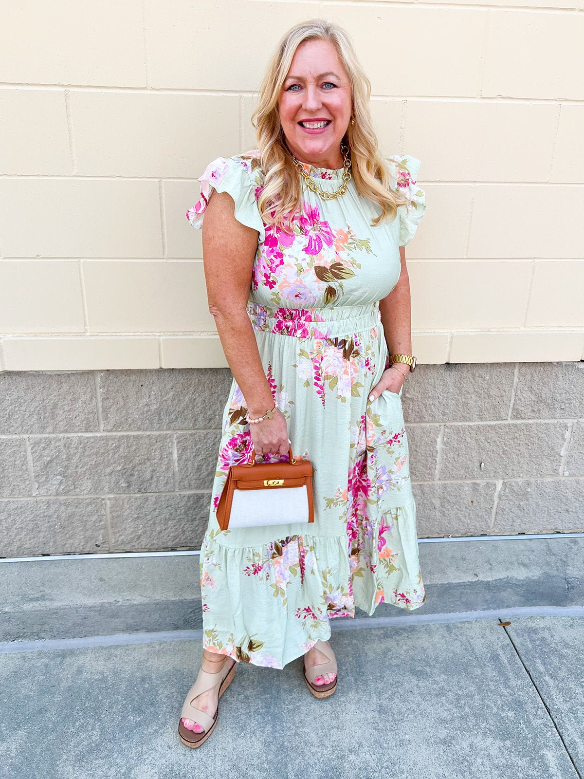 Petal Promenade Floral Midi Dress - The Pink Pineapple 850