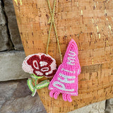 Phi Mu Beaded Bag Charm - The Pink Pineapple 850
