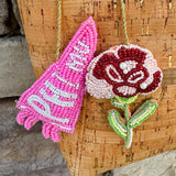 Phi Mu Beaded Bag Charm - The Pink Pineapple 850