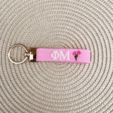 Phi Mu Embroidered Keychain - The Pink Pineapple 850