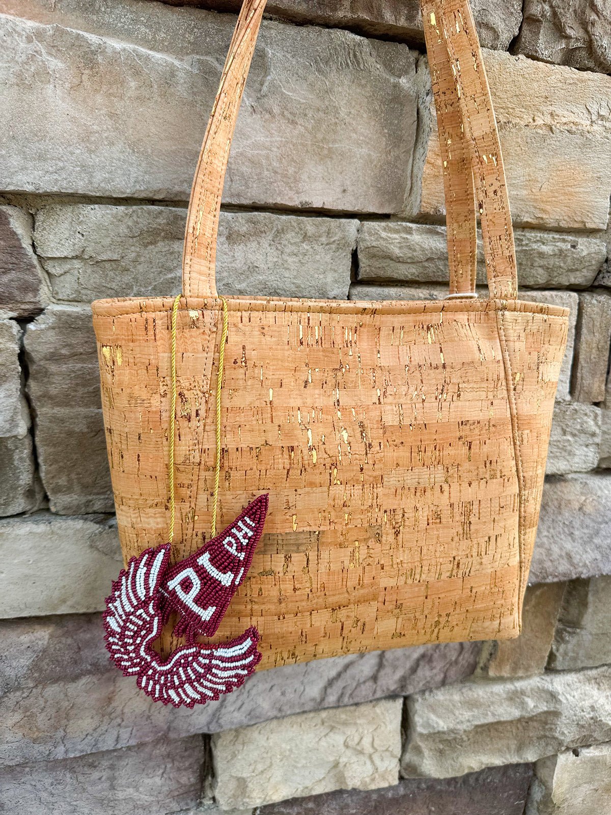 Pi Beta Phi Beaded Bag Charm - The Pink Pineapple 850
